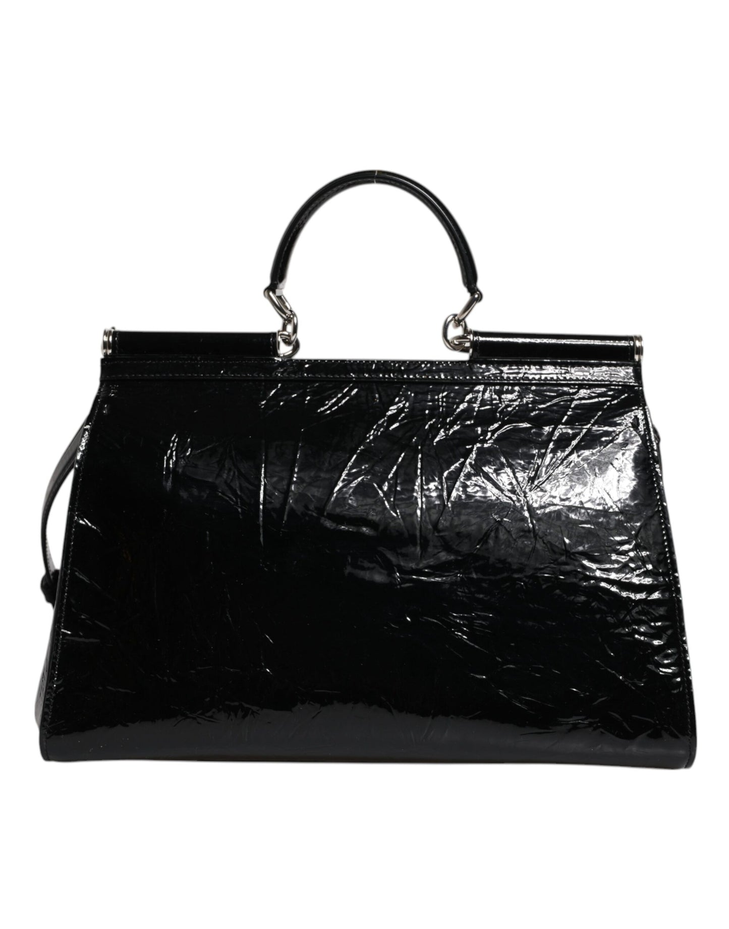 Dolce & Gabbana Black Leather SICILY Logo Top Handle Shoulder Bag