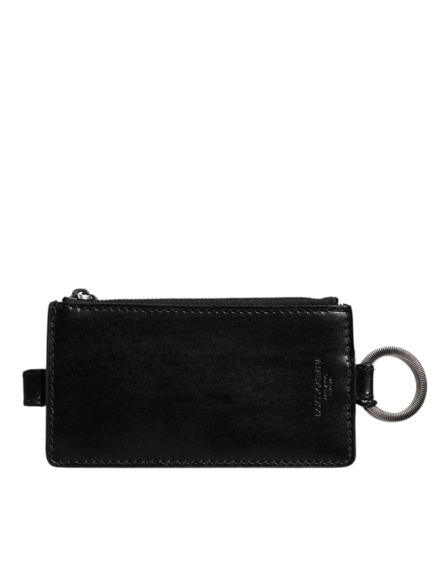 Dolce & Gabbana Black Horse Leather Lanyard Logo Card Holder Wallet