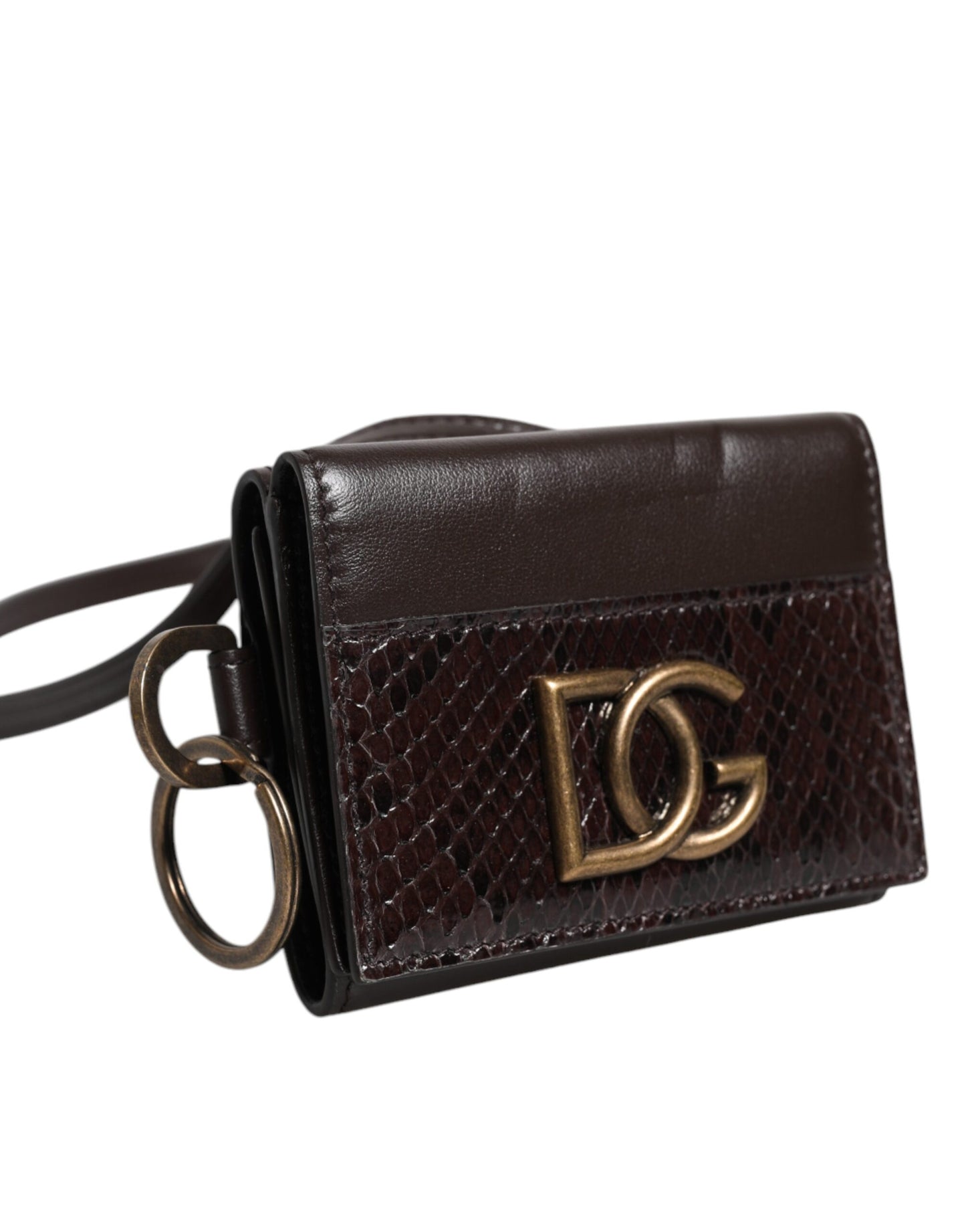 Dolce & Gabbana Black Exotic Leather Trifold Crossbody Sling Wallet