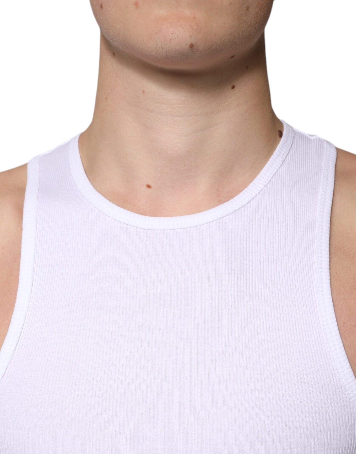 Dolce & Gabbana White Cotton Sleeveless Round Neck Tank T-shirt