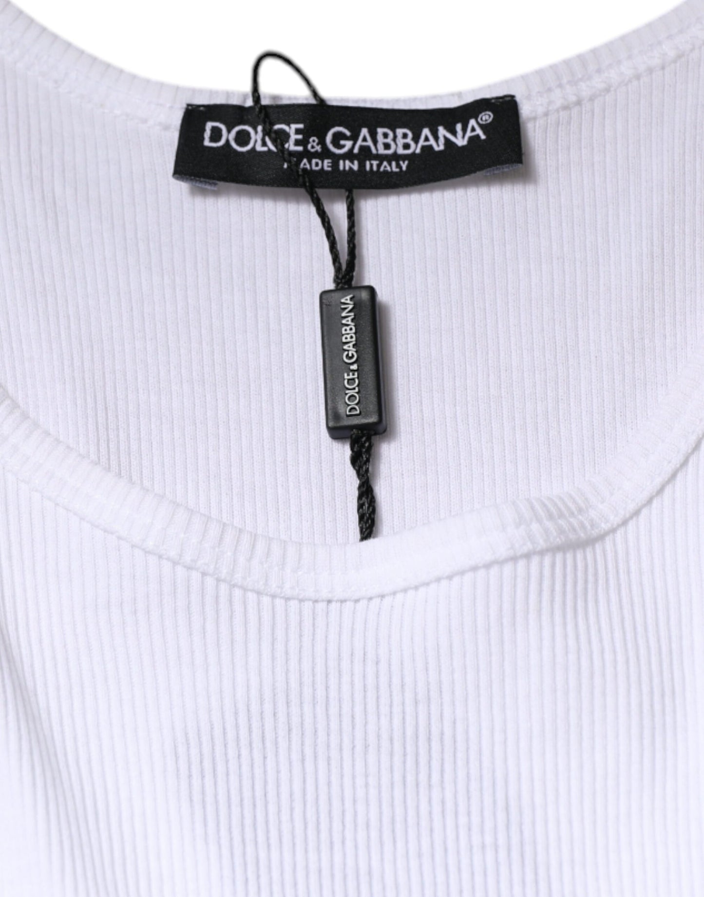 Dolce & Gabbana White Cotton Sleeveless Round Neck Tank T-shirt