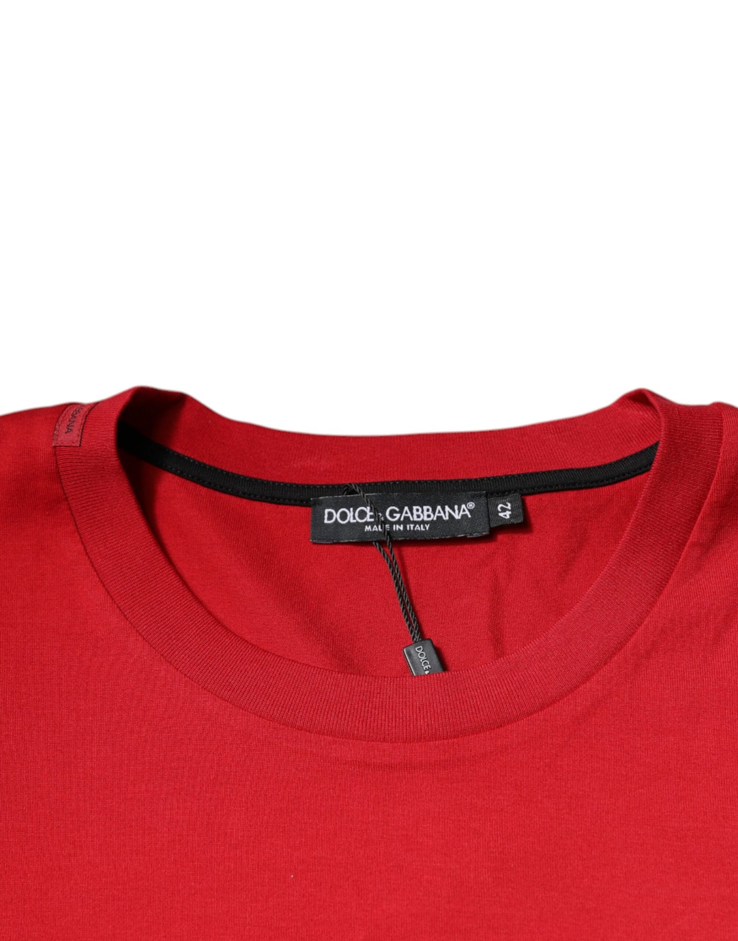 Dolce & Gabbana Red Logo Print Cotton Crew Neck T-shirt