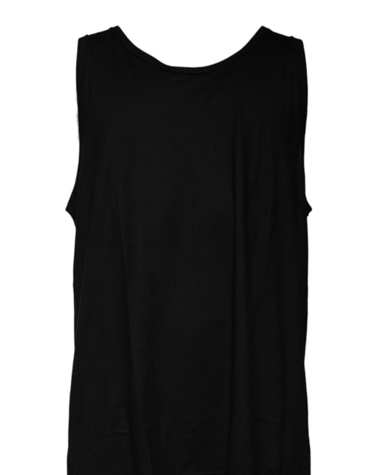 Dolce & Gabbana Black Cotton Sleeveless Round Neck Tank T-shirt