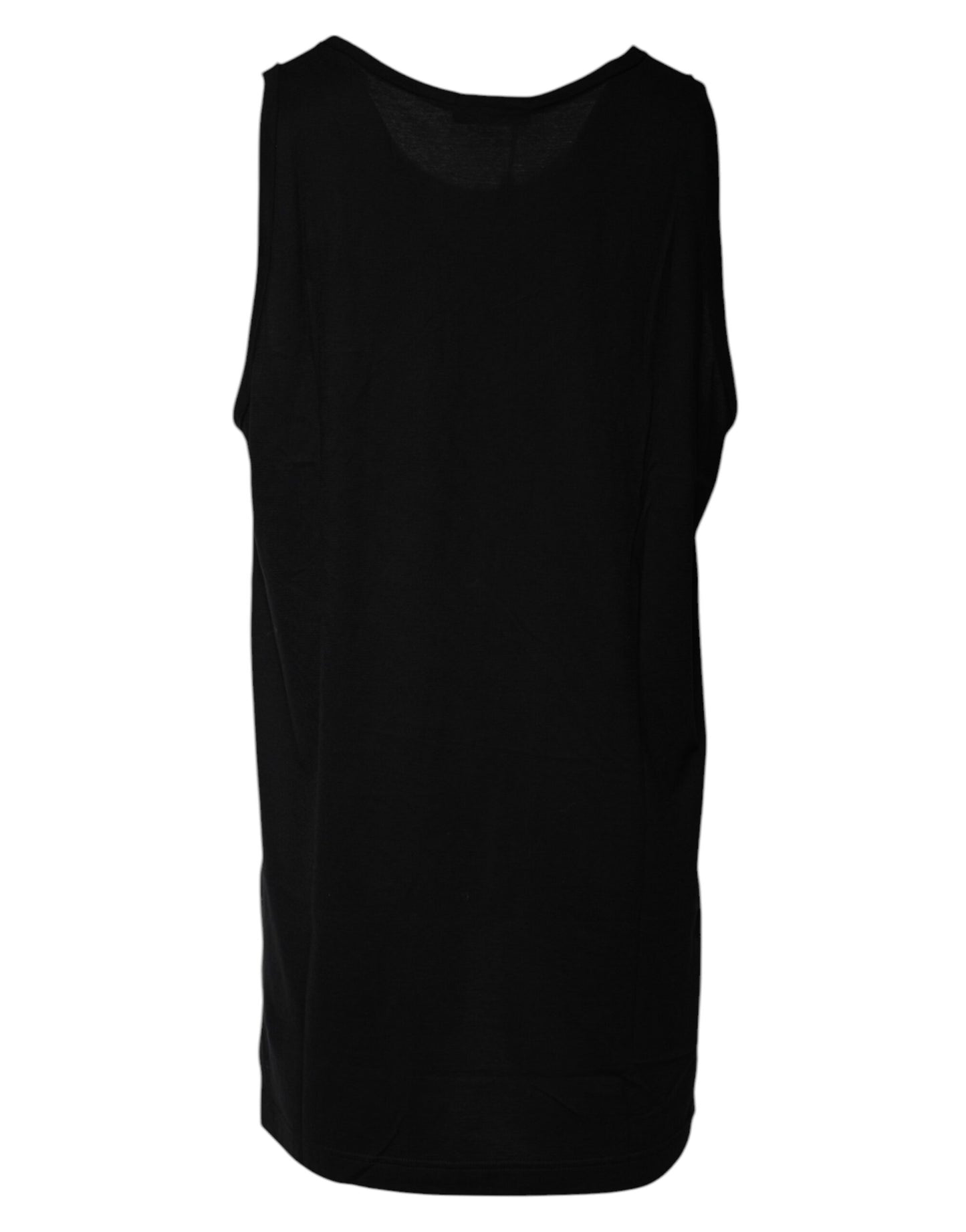 Dolce & Gabbana Black Cotton Sleeveless Round Neck Tank T-shirt