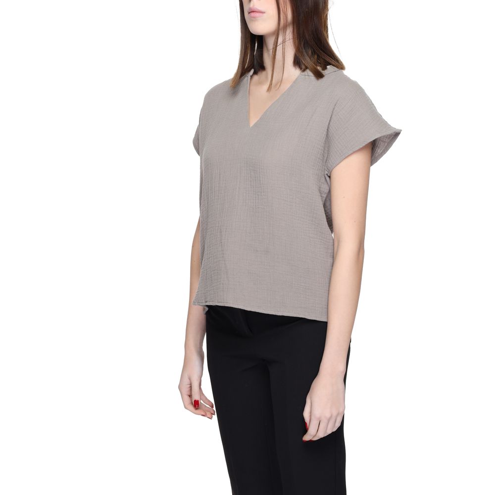 Jacqueline De Yong Gray Cotton Shirt