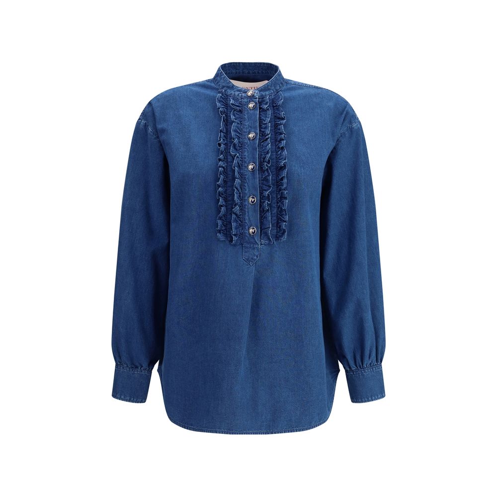 Valentino Ruffle denim Shirts