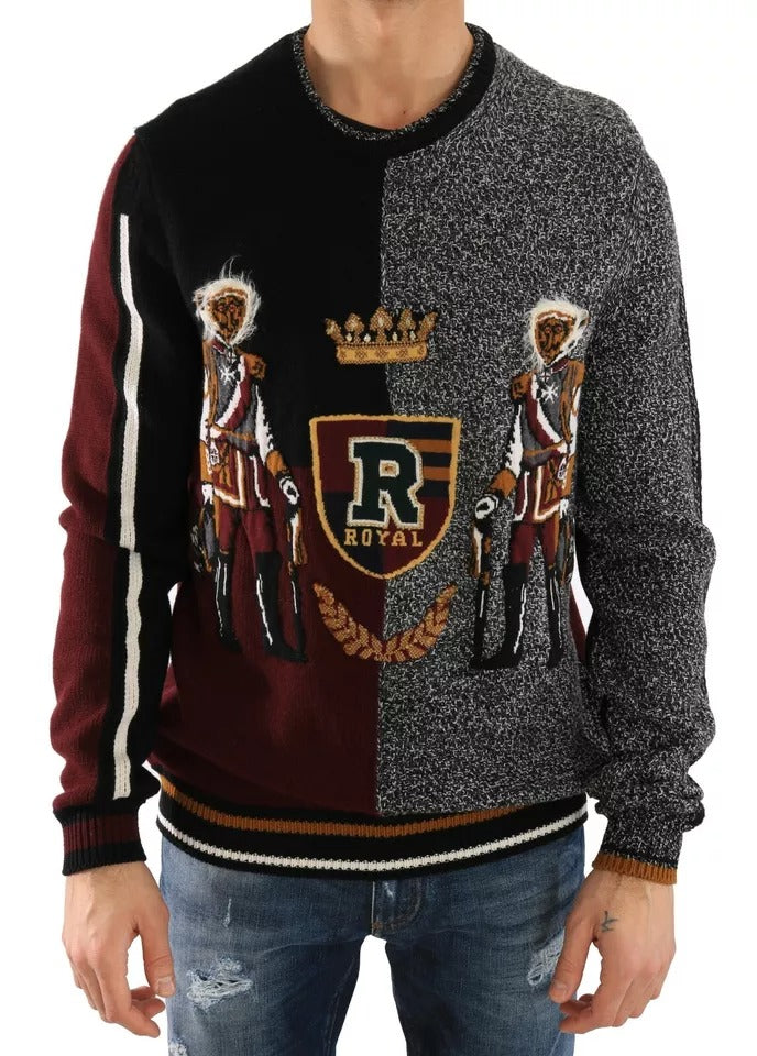 Dolce & Gabbana Multicolor KING Knight Monkey Knitted Cashmere Wool Sweater