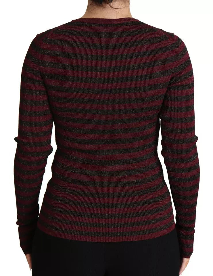 Dolce & Gabbana Black Red Striped Womens Cardigan Sweater