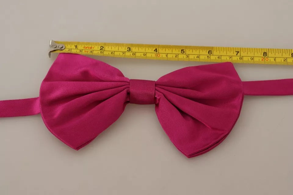 Dolce & Gabbana Pink Silk Adjustable Neck Bow Tie Men