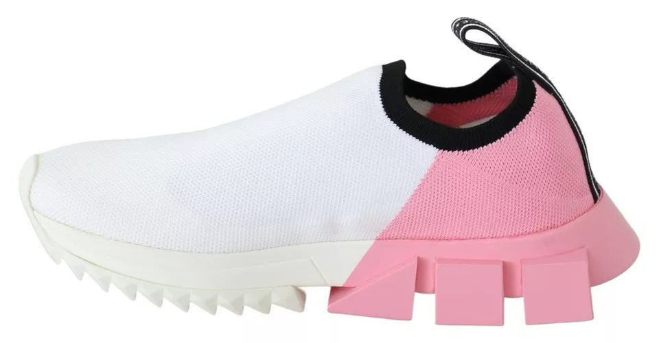 Dolce & Gabbana Pink White Logo Sorrento Sneakers Shoes