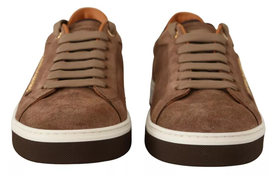 Dolce & Gabbana Brown Suede Logo Low Top Sneakers Men Shoes