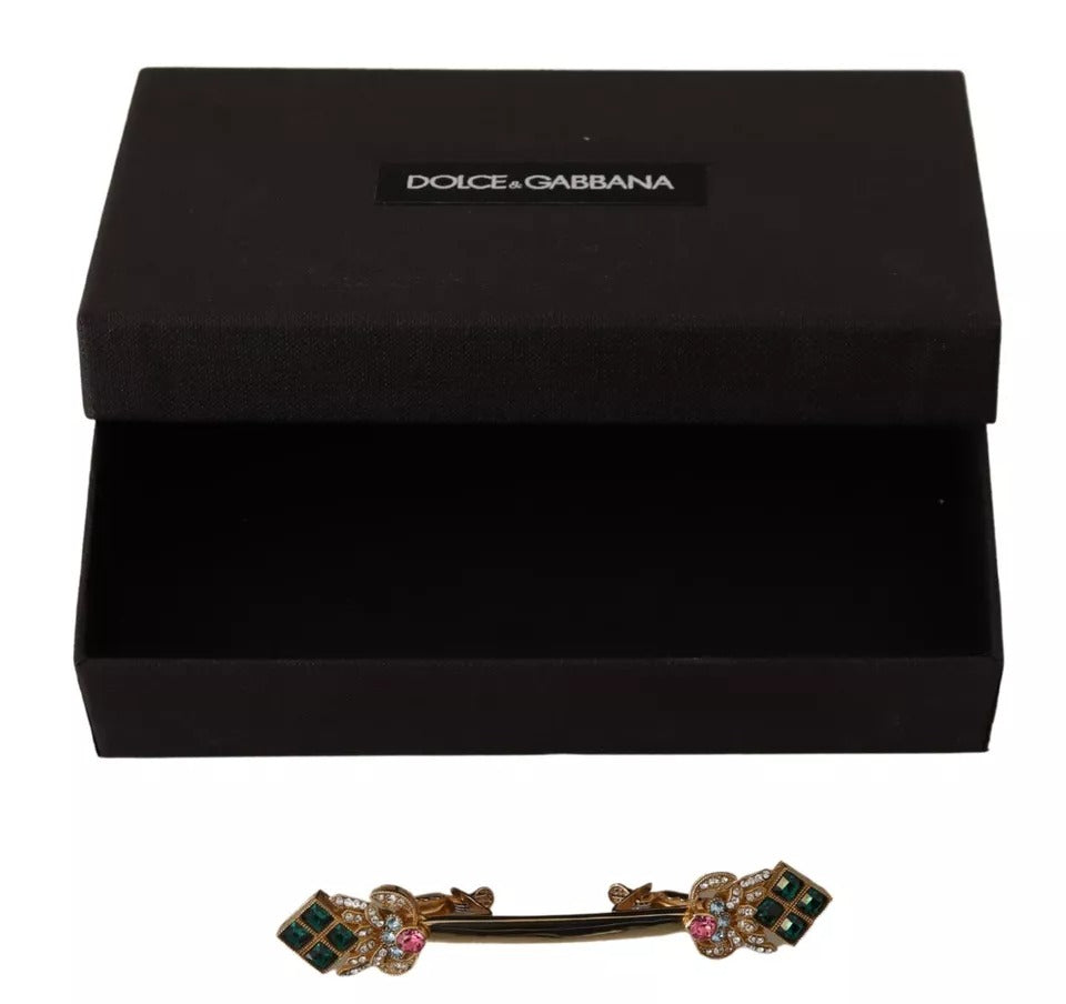 Dolce & Gabbana Gold Plated 925 Sterling Silver Crystal Collar Stop Brooch