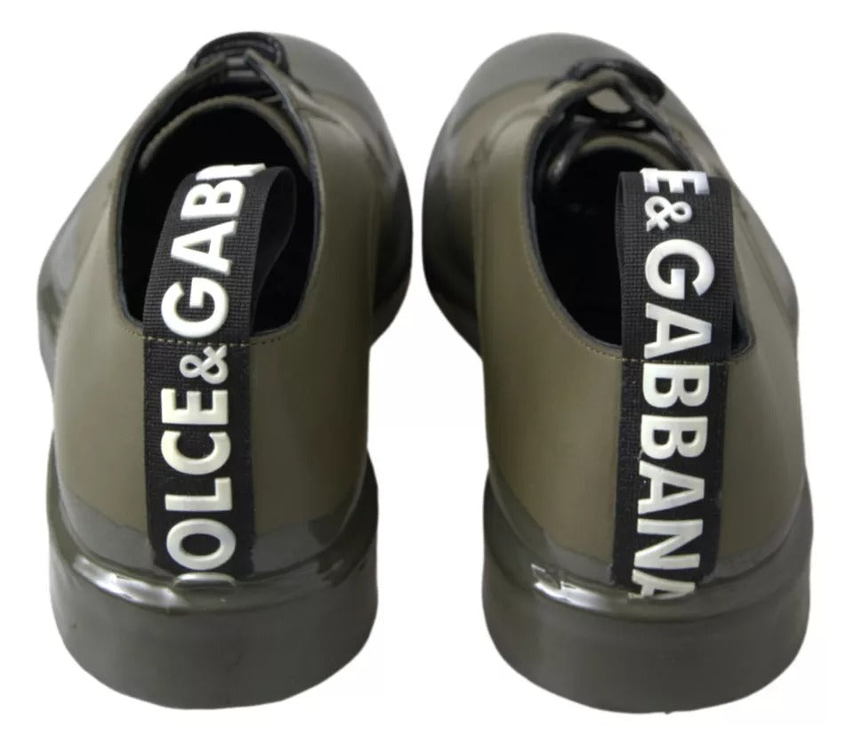 Dolce & Gabbana Green Leather Rubber Sole Dress Shoes