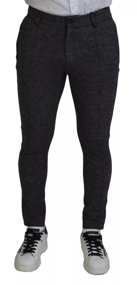 Dolce & Gabbana Gray Chevron Viscose Skinny Pants