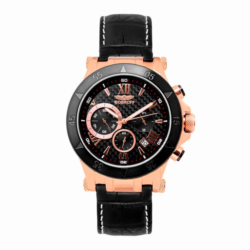 Bobroff Black Leather Watch