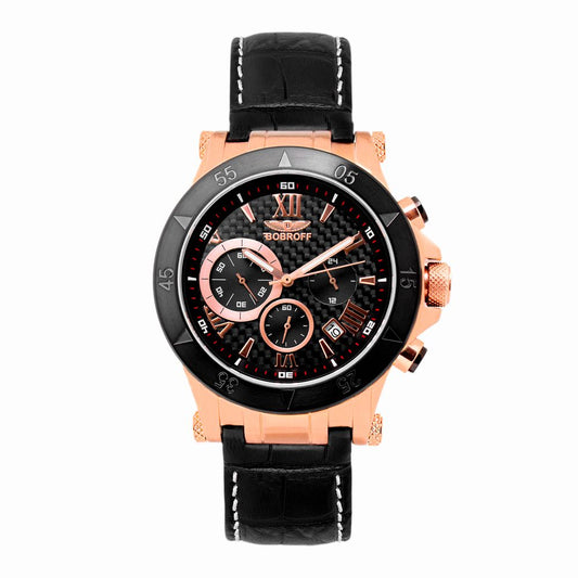 Bobroff Black Leather Watch