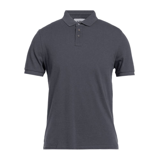 Alpha Studio Gray Cotton Polo Shirt