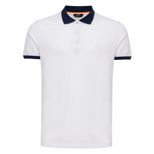 Fendi White Cotton Polo Shirt