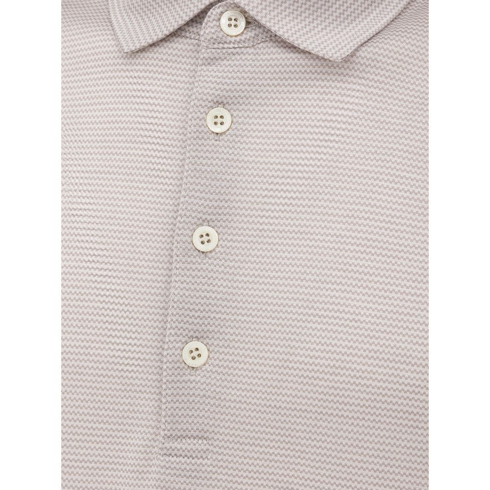 Corneliani White Cotton Polo Shirt