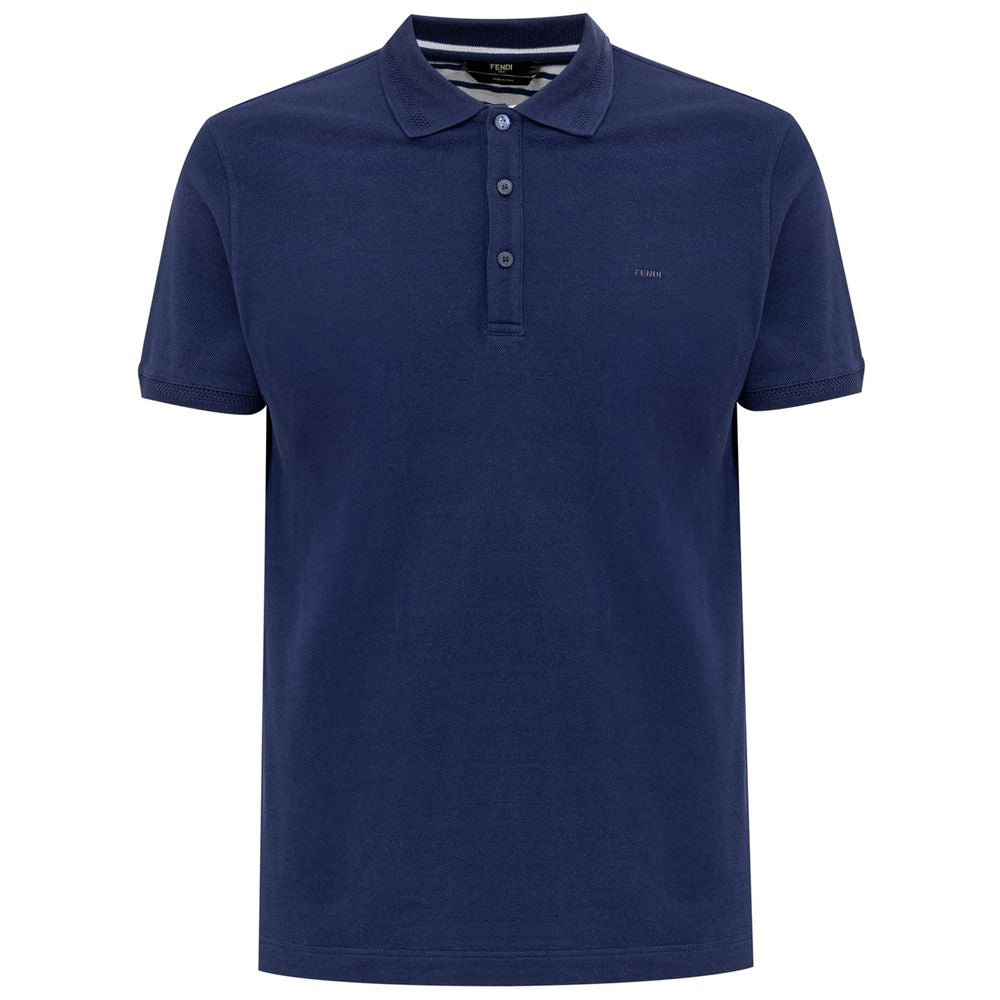 Fendi Navy Blue Cotton Polo Shirt