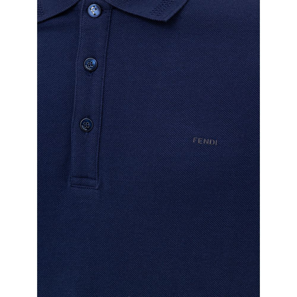 Fendi Navy Blue Cotton Polo Shirt