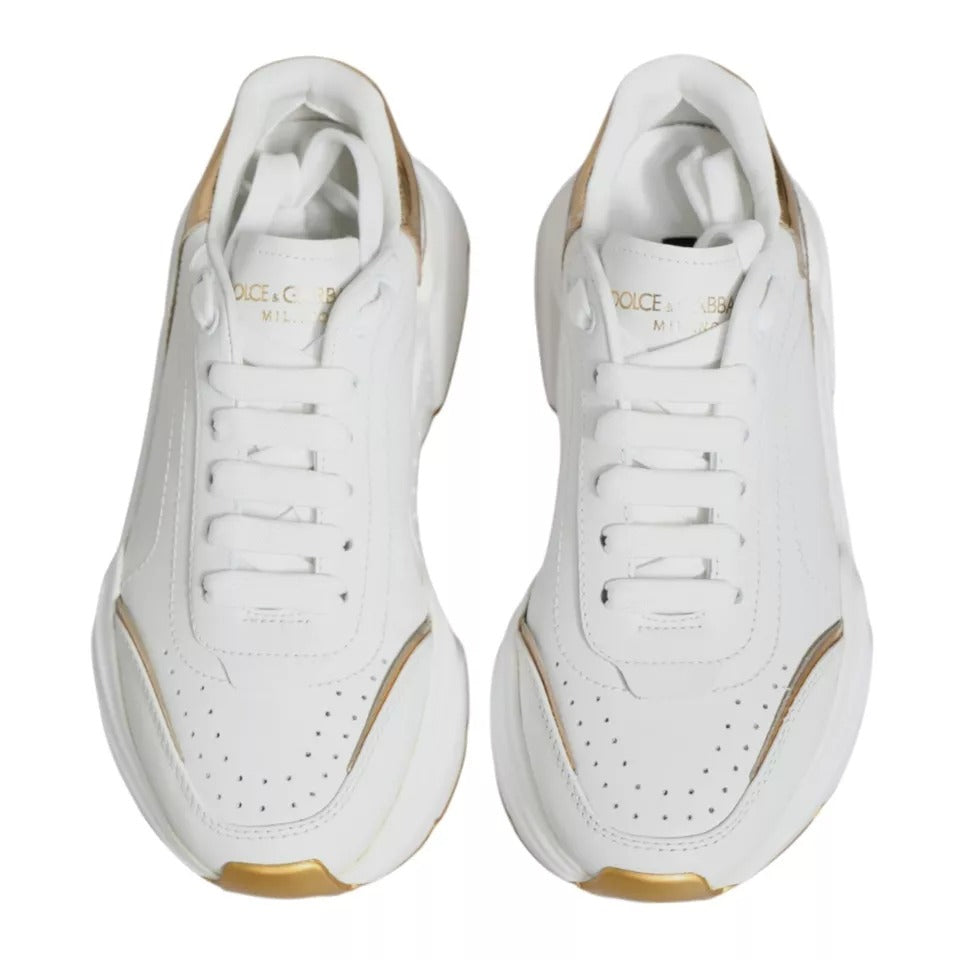 Dolce & Gabbana White Gold Daymaster Low Top Sneakers Shoes