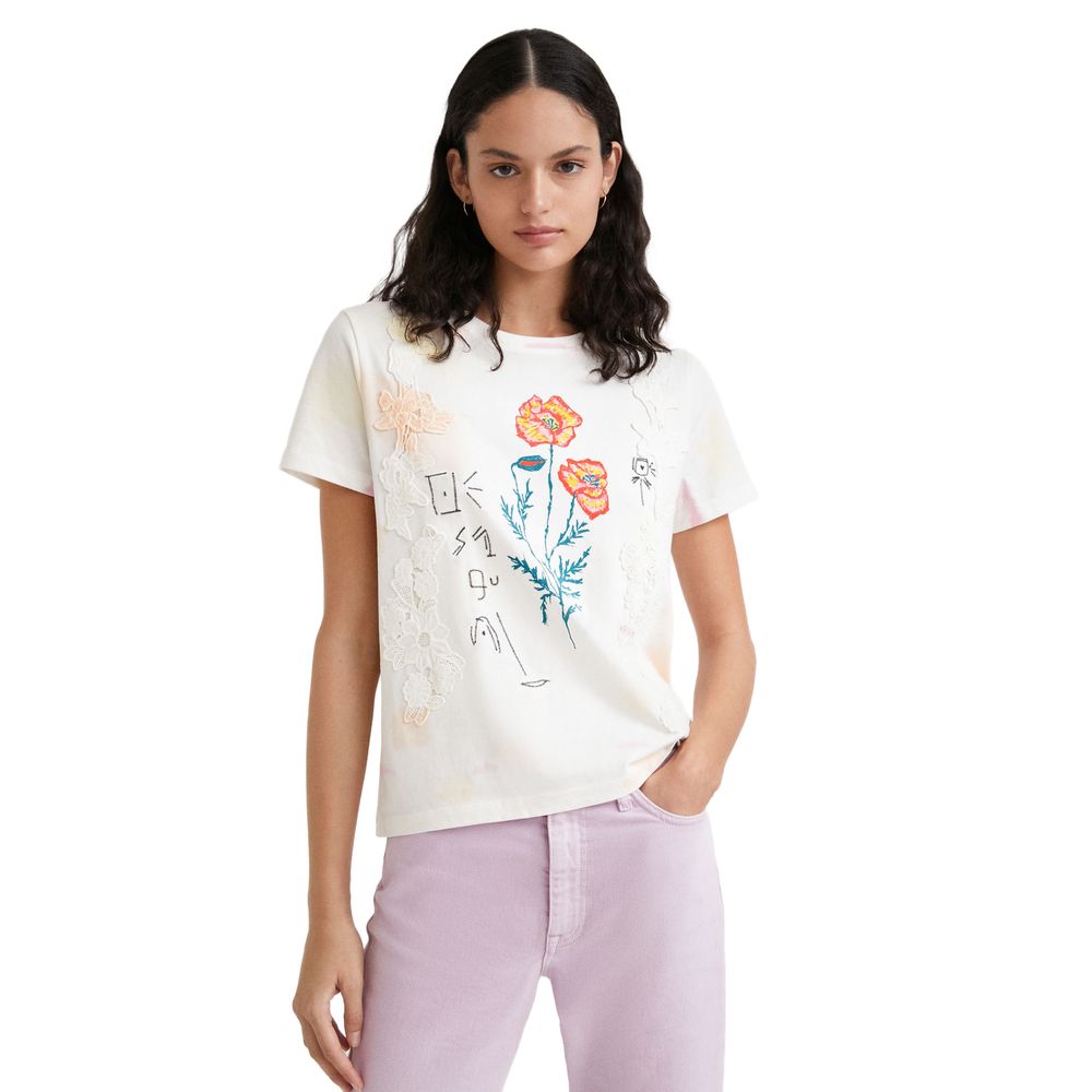 Desigual White Cotton Tops & T-Shirt