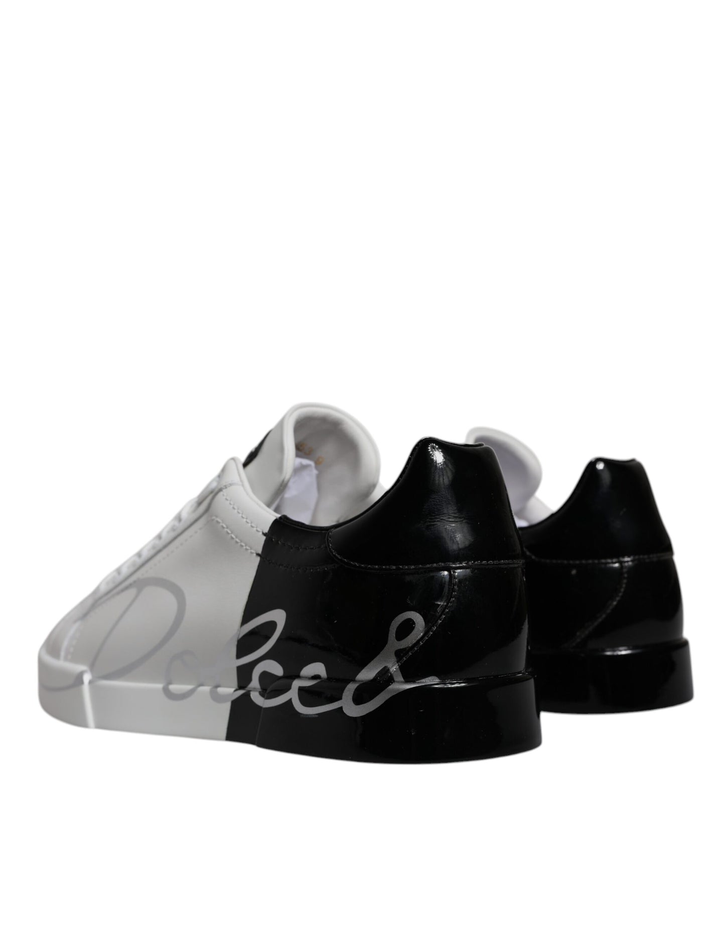 Dolce & Gabbana White Black Logo Portofino Sneaker Shoes