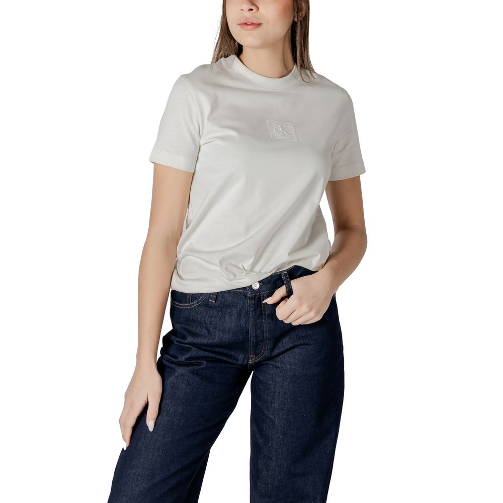 Calvin Klein Jeans Cream Cotton Tops & T-Shirt